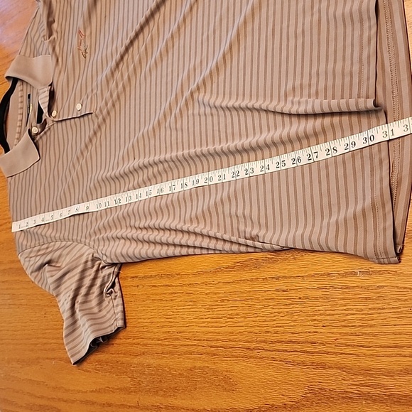 Greg Norman Men's Striped Polo Shirt - Brown - Picture 7 of 10